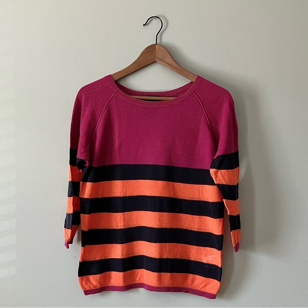 Part Two Copenhagen Vibrant Striped Women's Sweater in Pink and Orange